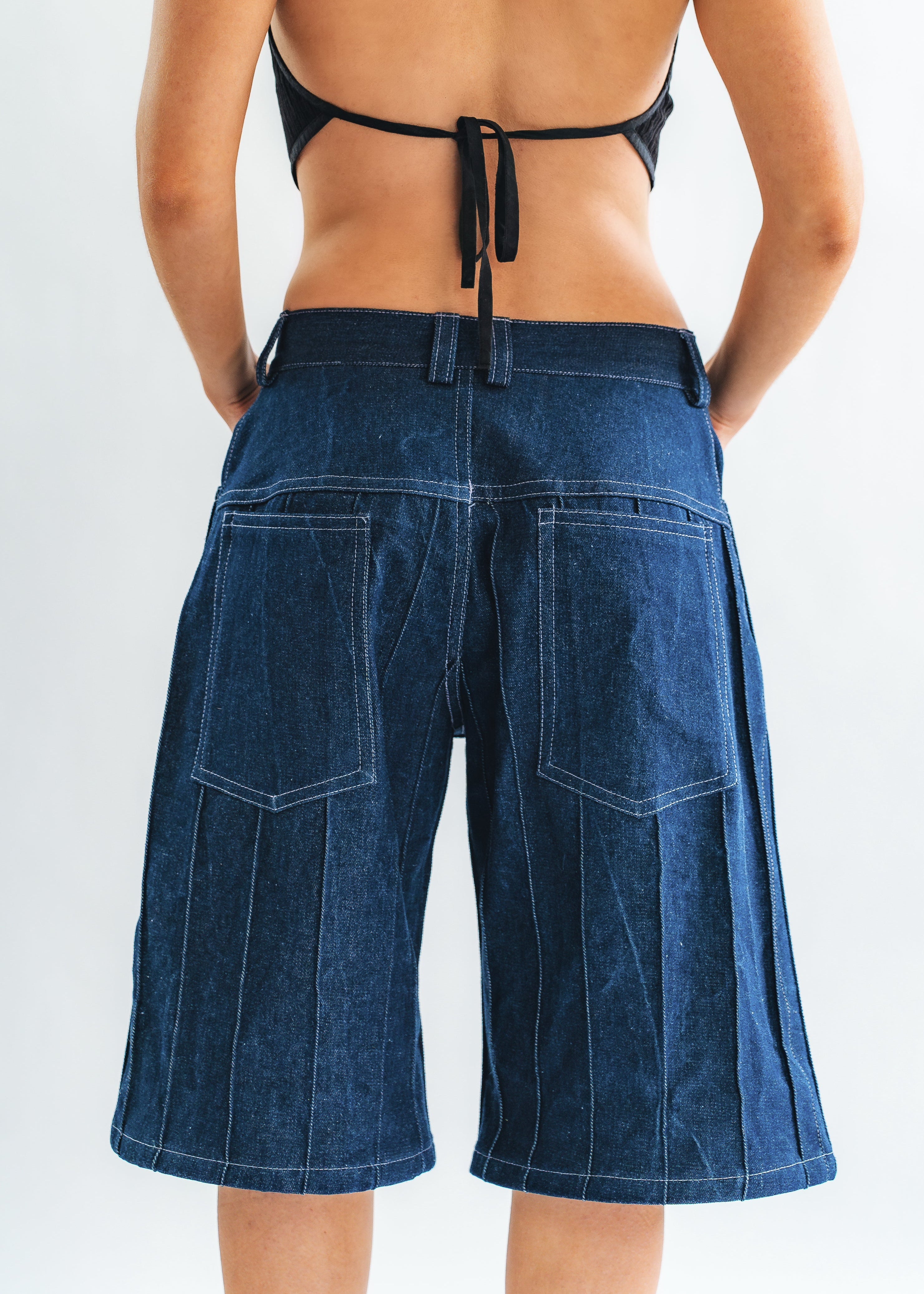 Jorts à plis Bleu