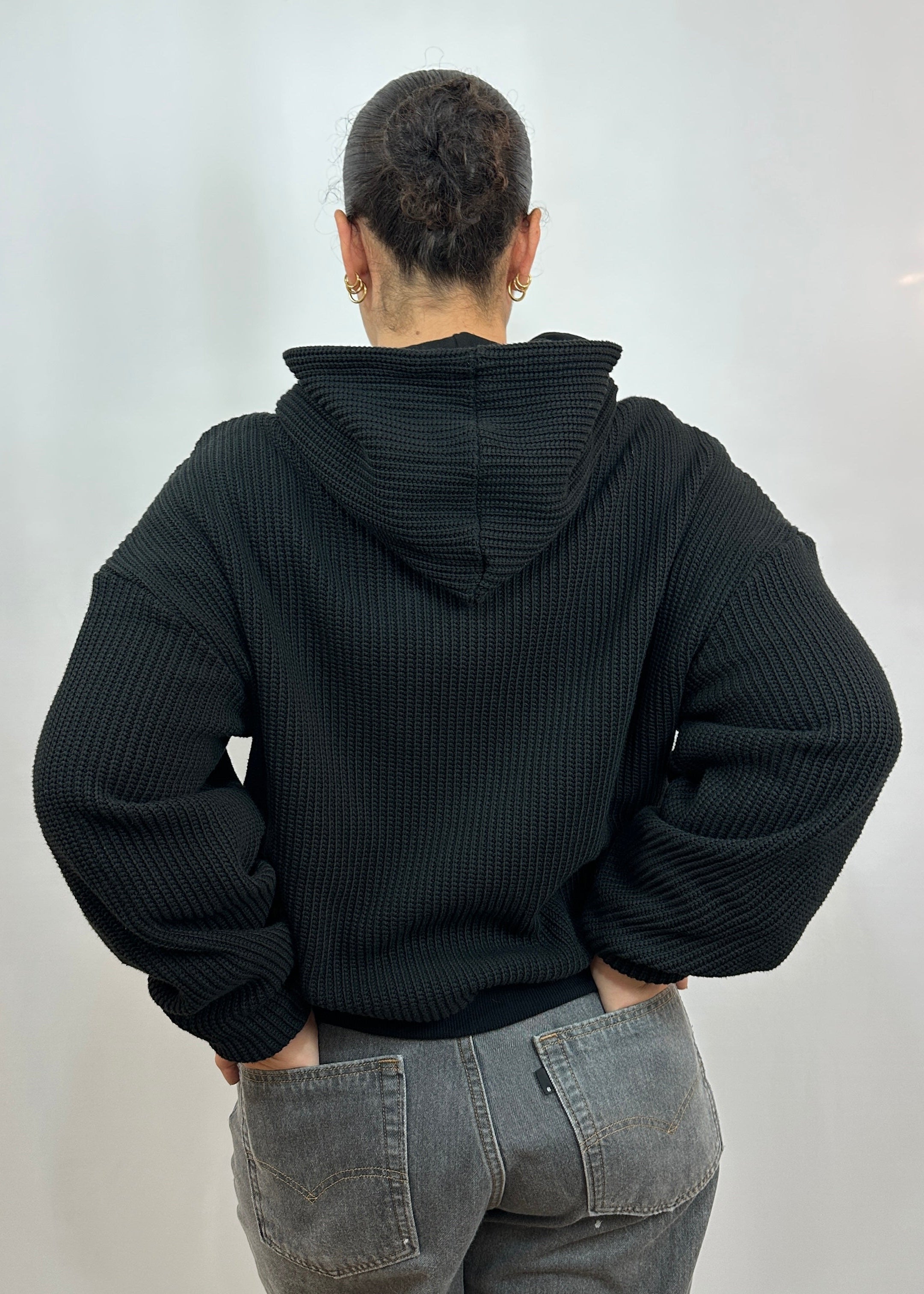 Veste à capuche en maille Carbone