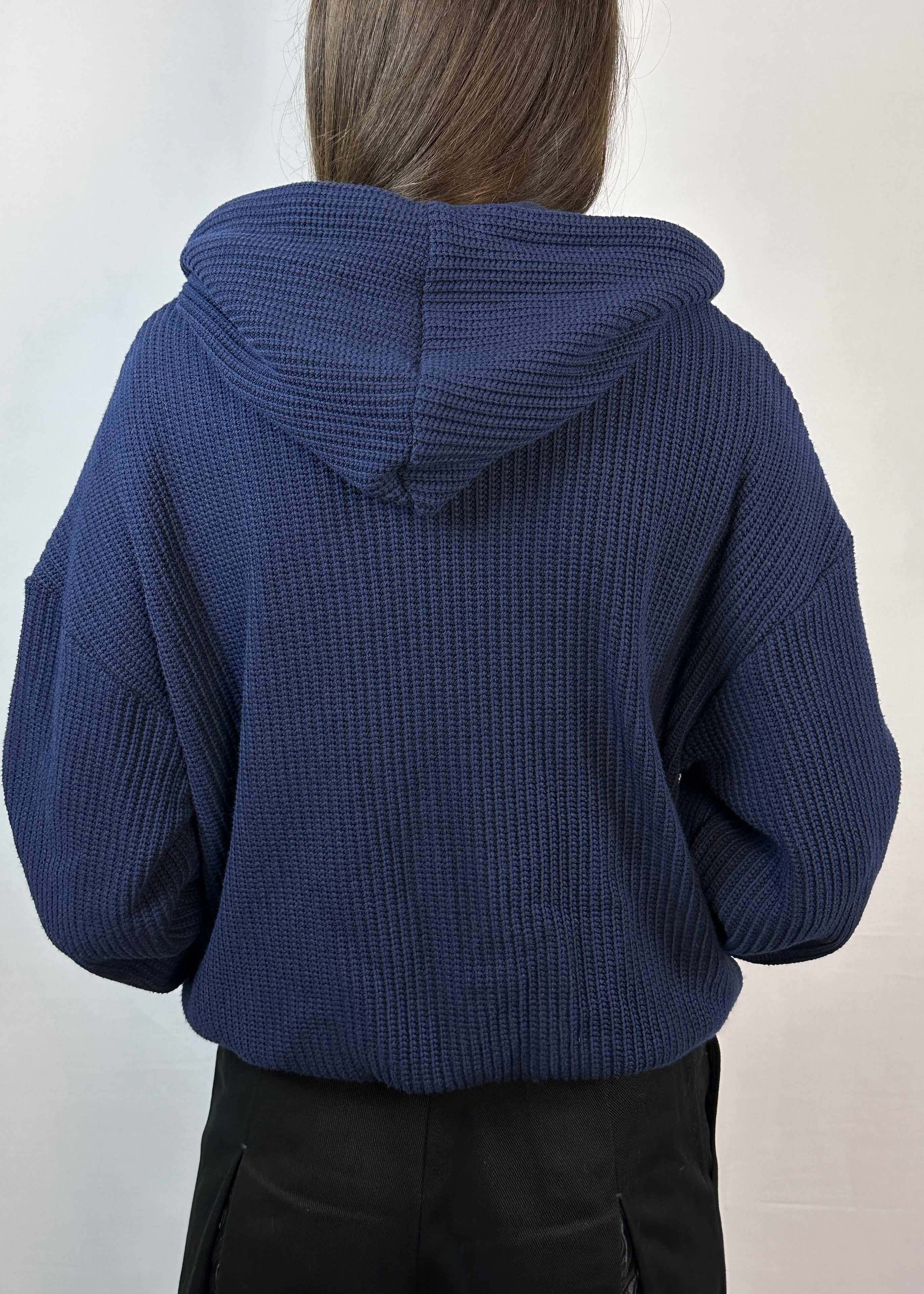 Veste à capuche en maille Marine