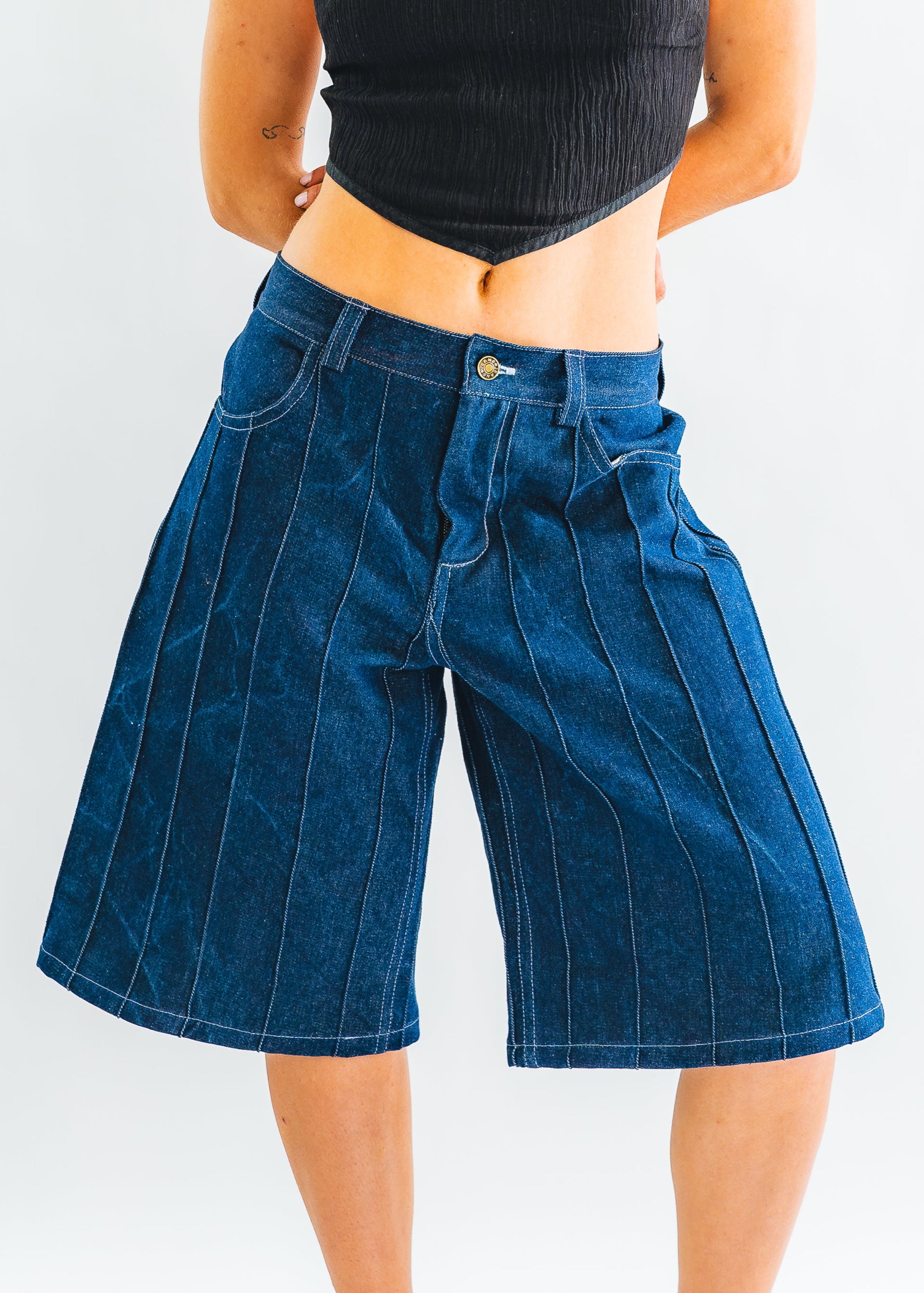 Jorts à plis Bleu
