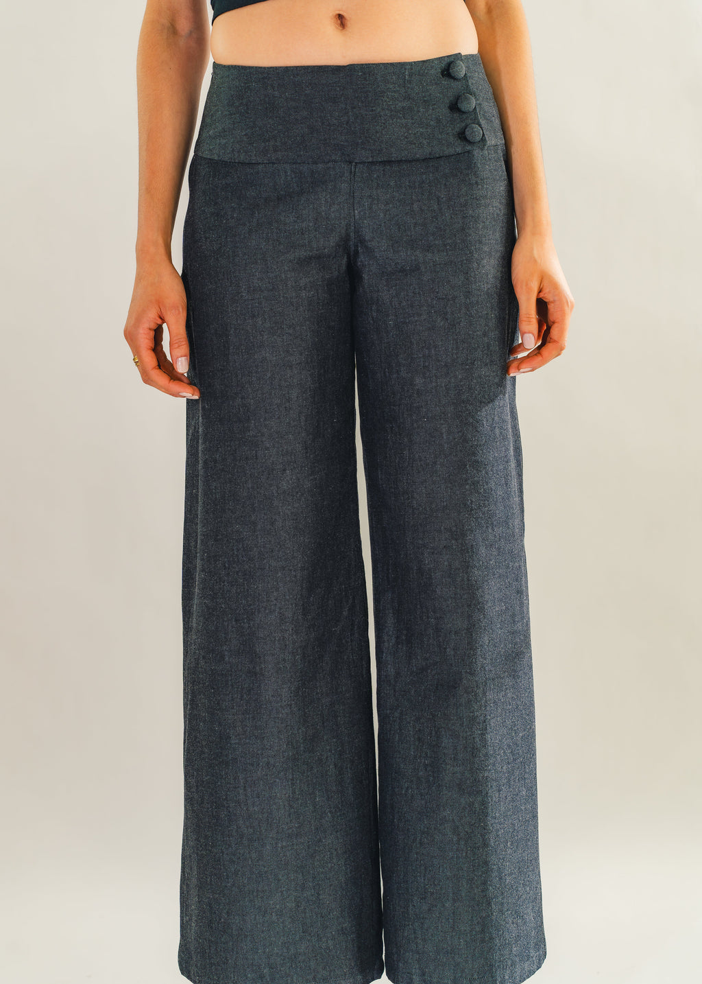 Pantalon ceinture épaisse taille basse