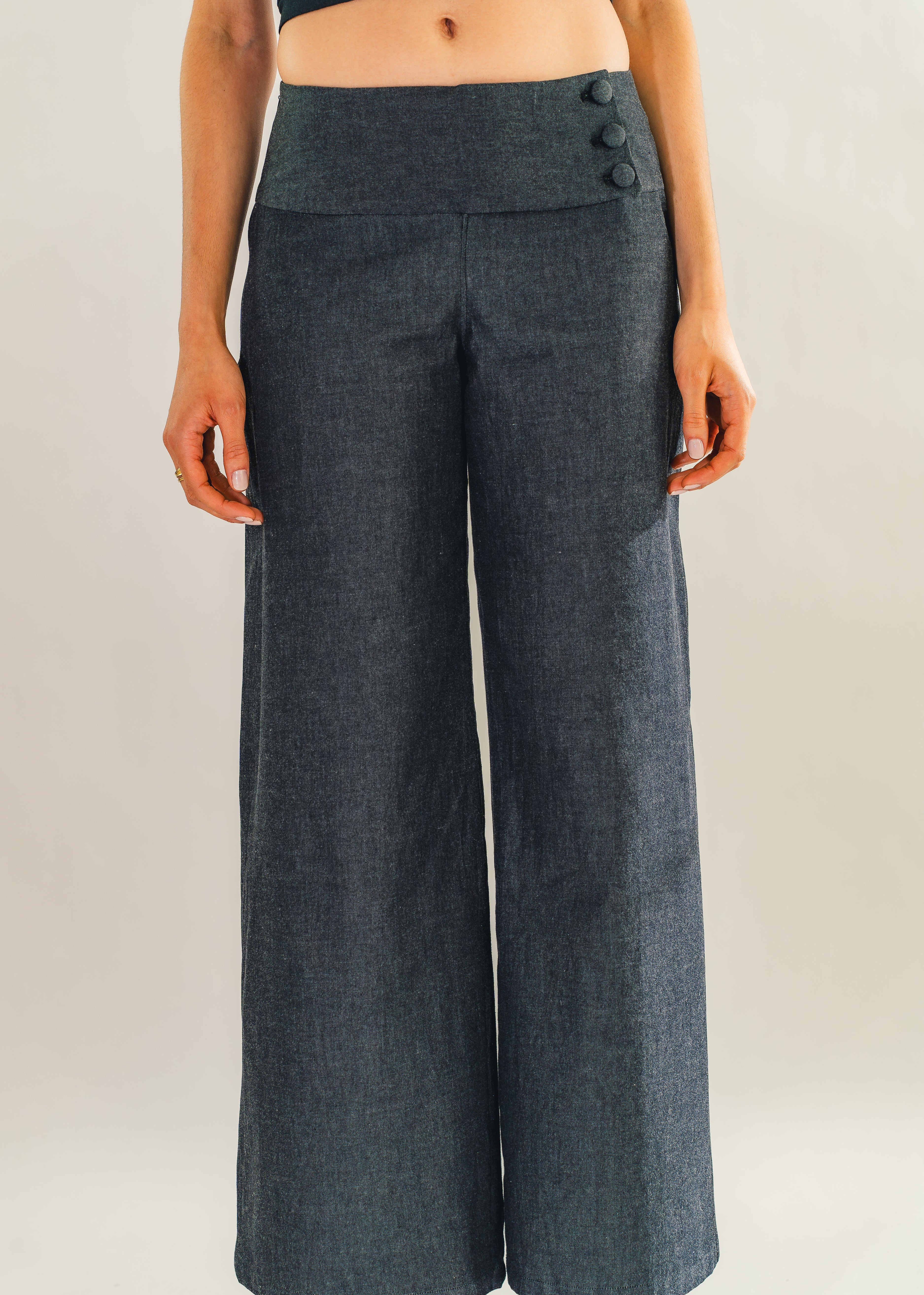 Pantalon ceinture épaisse taille basse