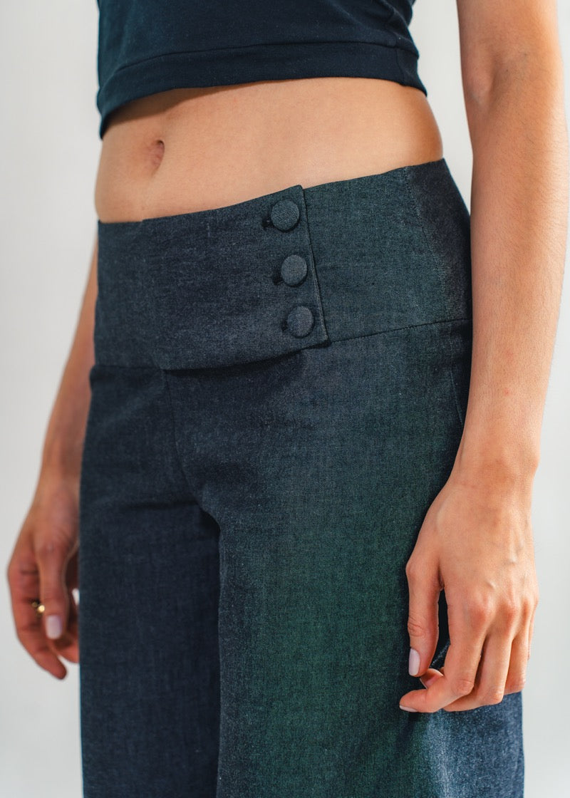 Pantalon ceinture épaisse taille basse